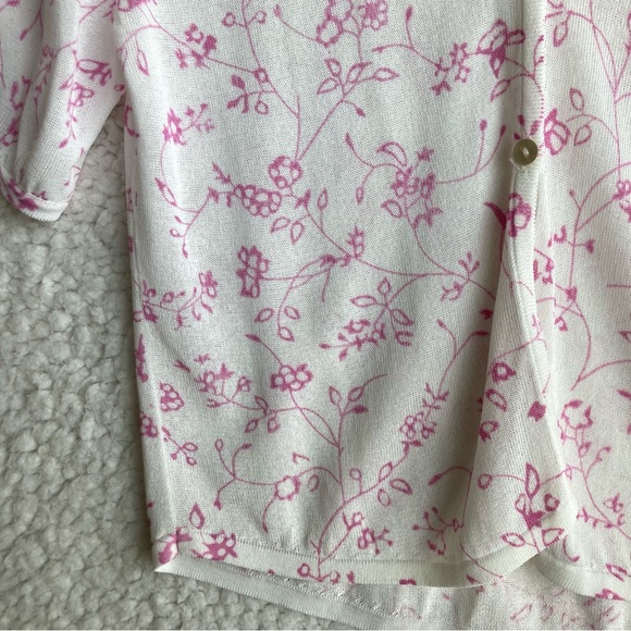 NWT Zara Women's puff short sleeve white floral open front cardigan, Sz L - Picture 8 of 17